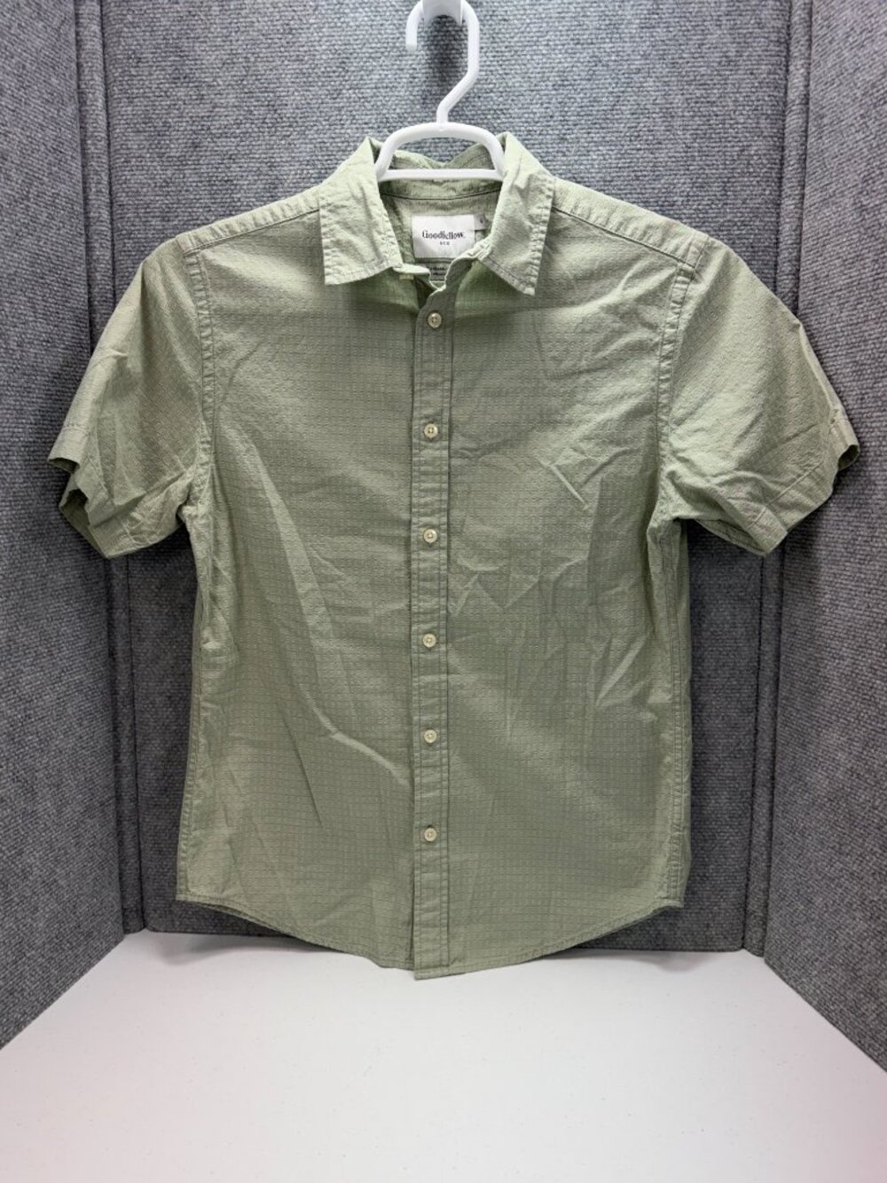 Goodfellow & Co Mens Small Sage Green Textured Cotton Button Down Shirt Categor - Picture 2 of 7